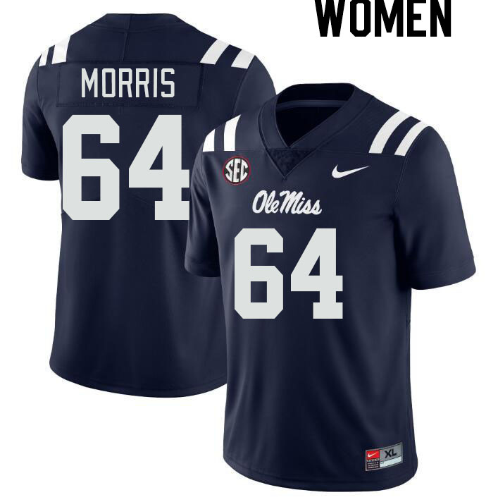 Women #64 Ethan Morris Ole Miss Rebels College Football Jerseyes Stitched Sale-Navy